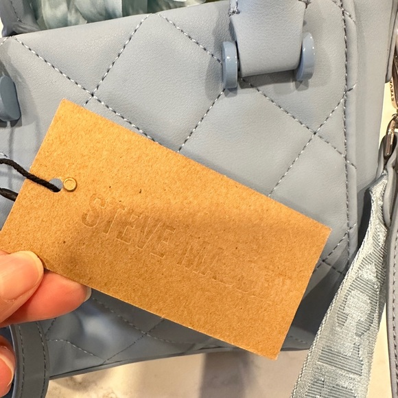 Steve Madden Sky Blue Quilted Satchel NEW - Picture 10 of 14